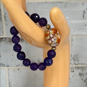 Purple Beaded Bracelet with Glossy Finish